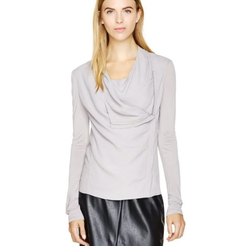 ARITZIA Babaton Medium Size Oliver Black Blouse Jacket Moto Zip Crepe Viscose - Picture 15 of 15